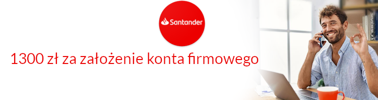 Promocja bankowa od banku Santander Bank Polska - 1300 zł za założenie konta firmowego
