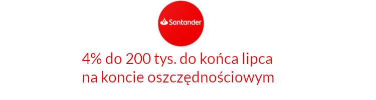 Promocja bankowa od banku Santander Consumer Bank - 4% do 200 000 zł na koncie oszczędnościowym