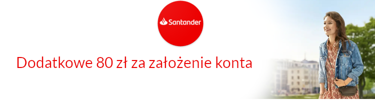 Promocja bankowa od banku Santander Bank Polska - 80 zł za założenie konta w programie poleceń