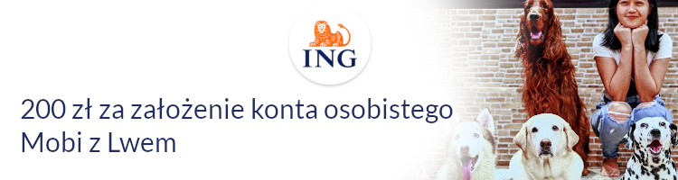 Promocja bankowa od banku ING Bank Śląski - 200 zł za założenie konta Mobi z Lwem 